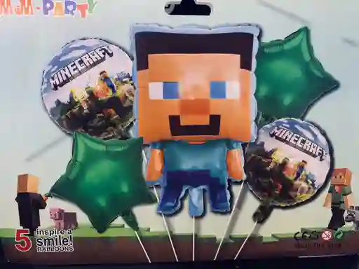 Bombas Globos Por 5 Piezas Diseño Minecraft Para Decoracion De Fiestas Niño O Hombre O Mujer