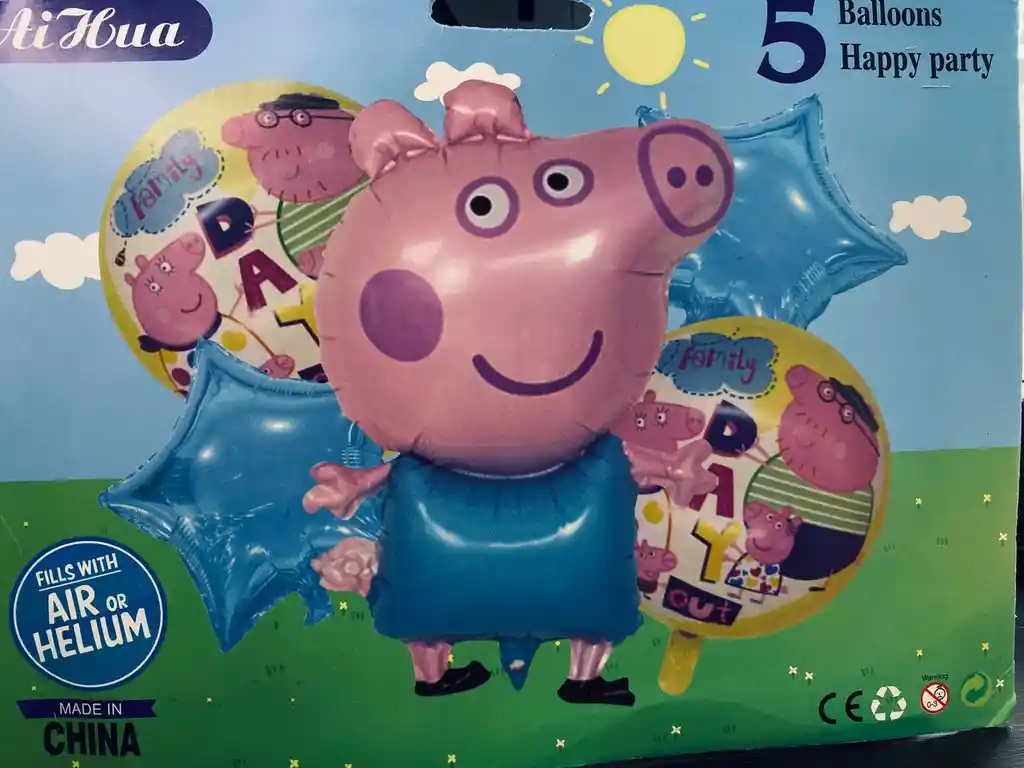 Bombas Globos Por 5 Piezas Diseño Pepa Pig Para Decoracion De Fiestas Niño O Hombre O Mujer