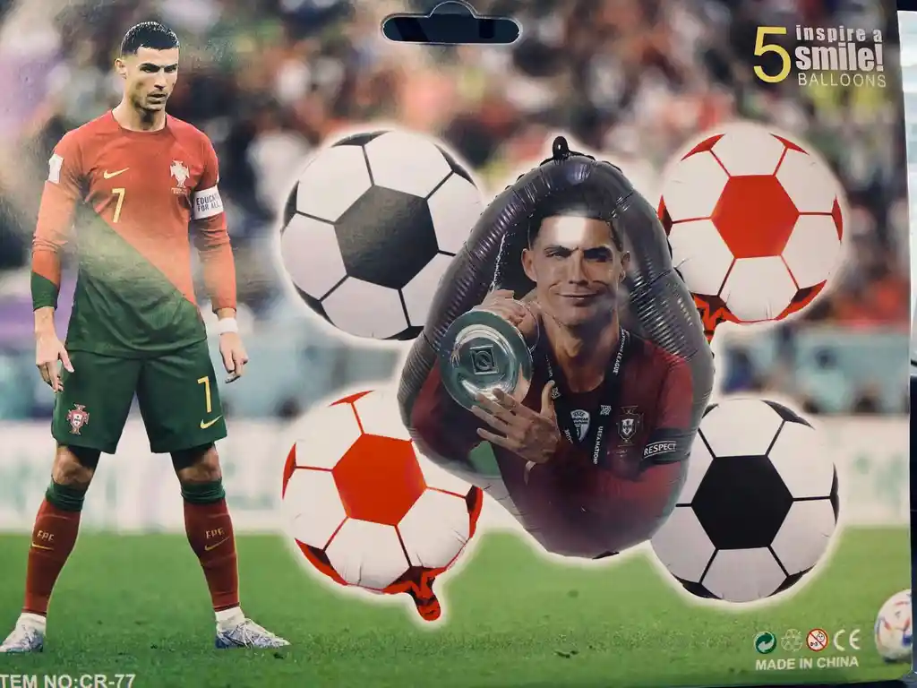 Bombas Globos Por 5 Piezas Diseño Futbol Cristiano Ronaldo Balon Portugal Para Decoracion De Fiestas Niño O Hombre O Mujer