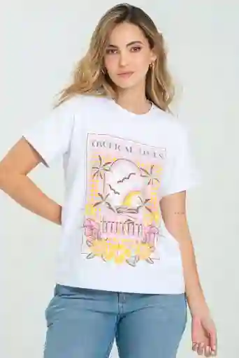 Camiseta Tropical Color Blanco Talla Xs