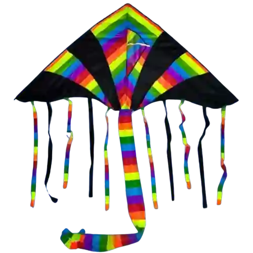 Cometa Para Volar Diamante Chulo Multicolor Negra 160 X 90cm Grande Con Cola + Pita