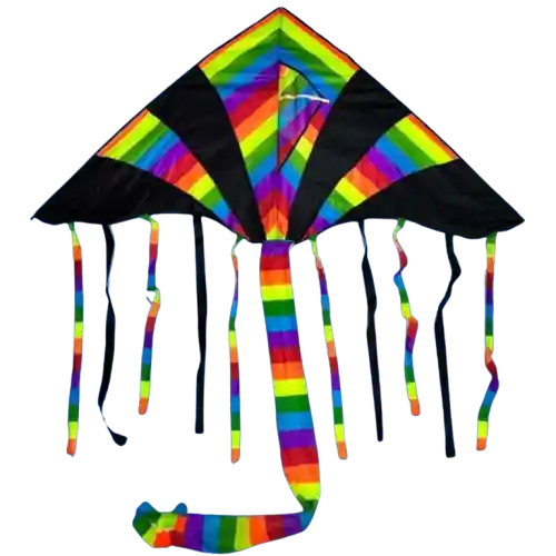 Cometa Para Volar Diamante Chulo Multicolor Negra 160 X 90cm Grande Con Cola + Pita