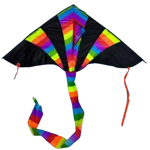 Cometa Para Volar Diamante Chulo Multicolor Negra 140 X 74cm Mediana Con Cola + Pita
