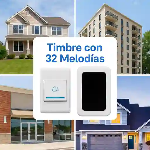 Timbre Inalámbrico Con 32 Melodías Y Largo Alcance Drsckn