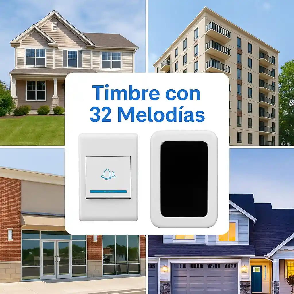Timbre Inalámbrico Con 32 Melodías Y Largo Alcance Drsckn
