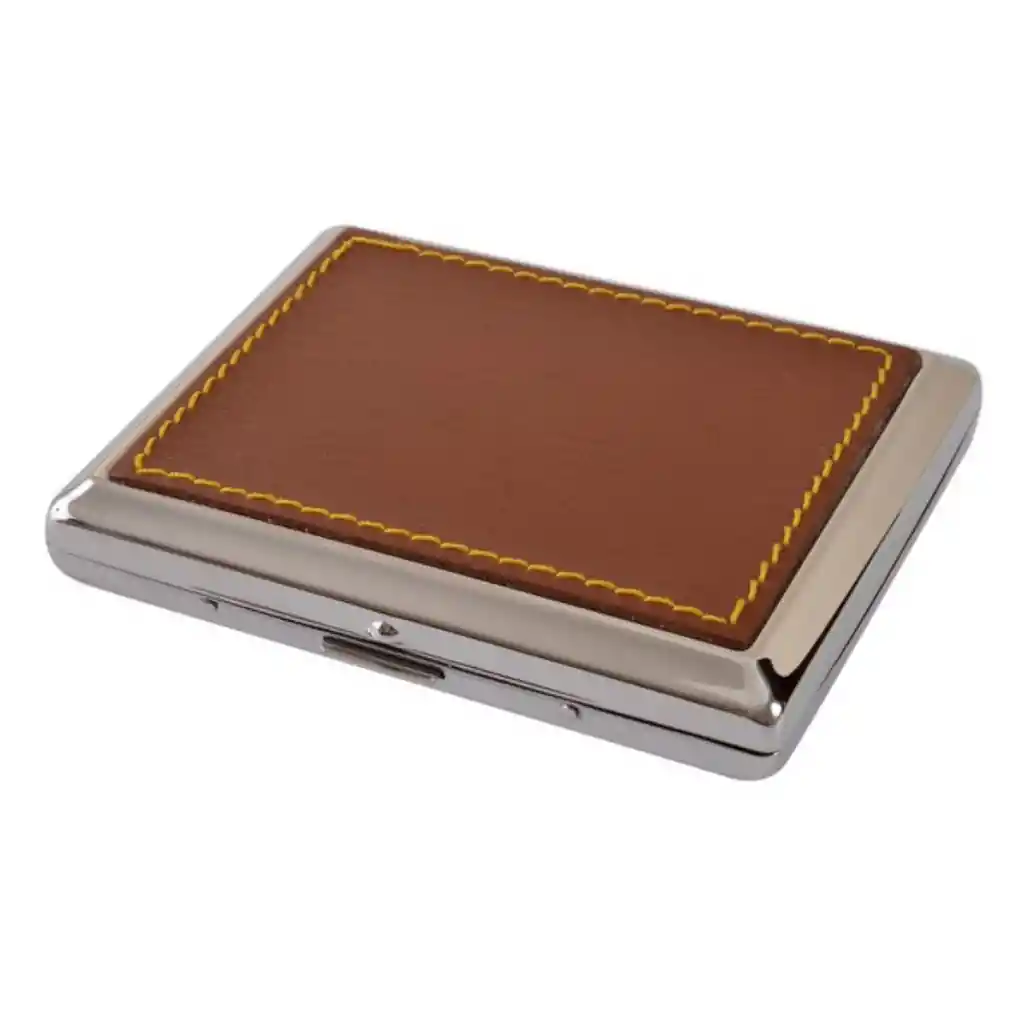 Porta Cigarrillos En Acero, Cigarrillera Cuero