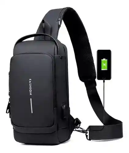 Bolsa Pecho Crossbody Usb Antirrobo Resistente Agua