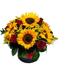 Caja Rosas Y Girasoles