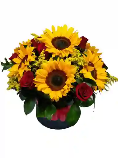 Caja Rosas Y Girasoles