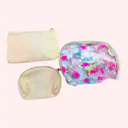 Cosmetiquera Set X 3 Cosmetiqueras Y Monedero