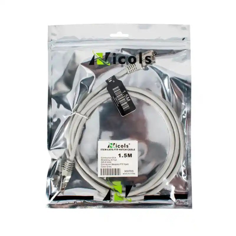 Patch Cord Nicols Cat6 Ftp 1.5m Gris