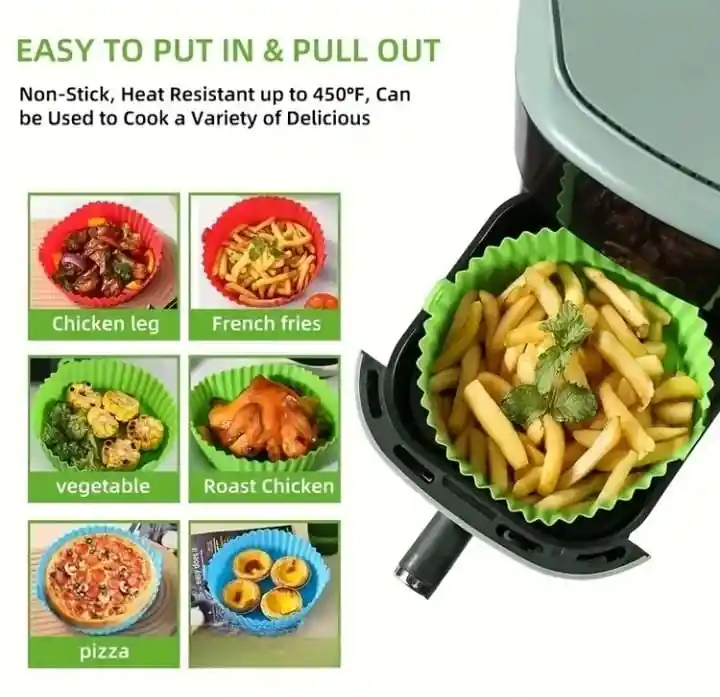 Molde De Silicona Reutilizable Para Air Fryer Resistente Al Calor, Antiadherente Y Fácil De Limpiar X1 Unidad