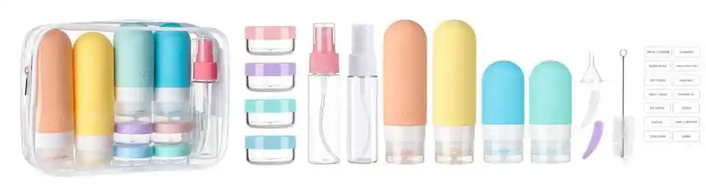 Kit De Viaje Botellas Para Shampoo, Jabón Y Accesorios Viaje
