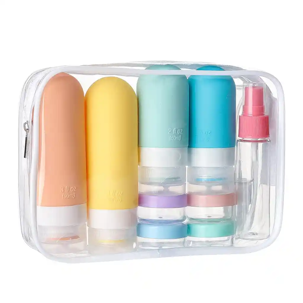 Kit De Viaje Botellas Para Shampoo, Jabón Y Accesorios Viaje