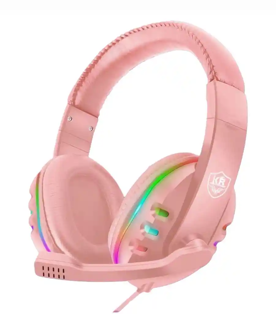 Diadema Gamer Karler Bass Luz Rgb Color Rosa K4000