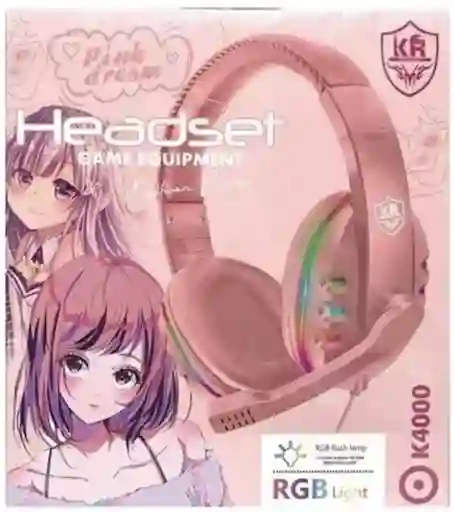 Diadema Gamer Karler Bass Luz Rgb Color Rosa K4000