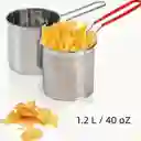 Olla Freidora De Acero Inoxidable + Cesta + Pinzas