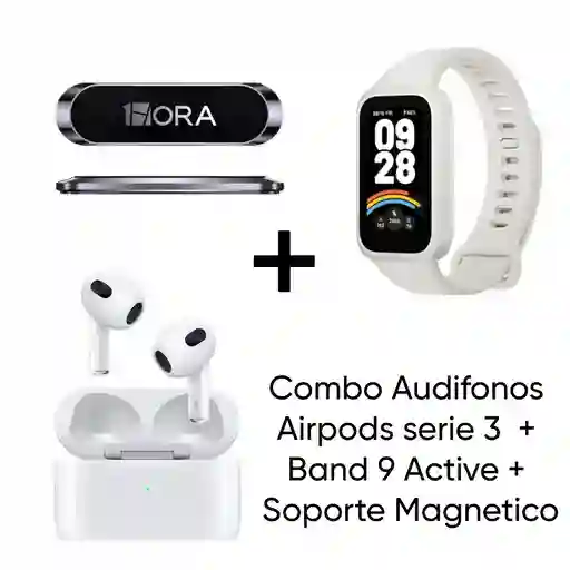 Combo Airpods Serie 3 + Band 9 Active + Soporte Magnetico
