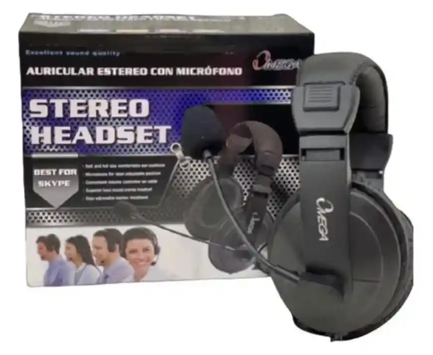 Audífonos Estéreo Omega 3.5mm | Diseño Liviano, Cómodo Y Resistente | Ideal Para Trabajo Y Entretenimiento