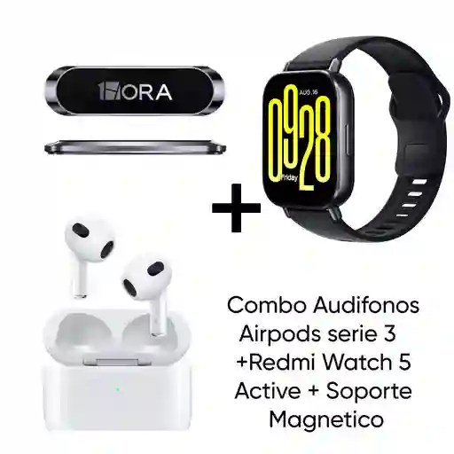 Combo Airpods Serie 3 + Watch 5 Active + Soporte Magnetico