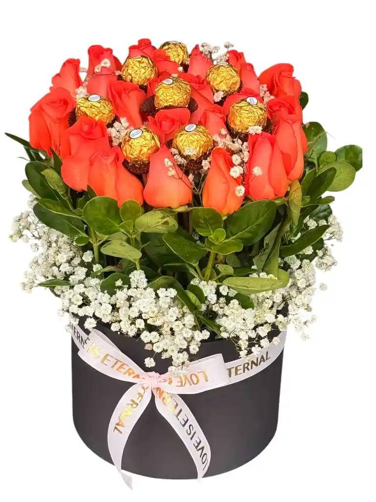 Caja Redonda Rosas Salmón