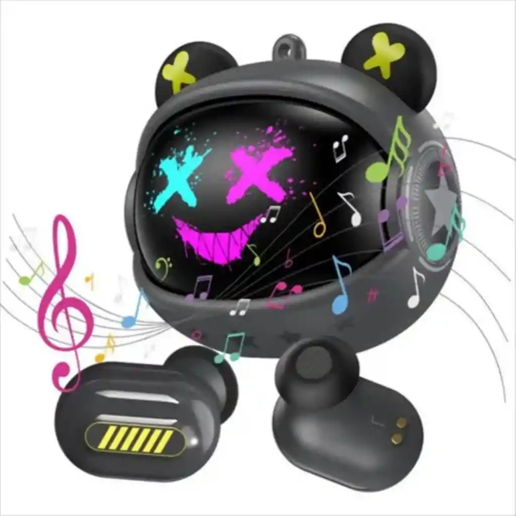 Audífonos Gamer In-ear Tipo T20 Con Micrófono Negro Y Neón