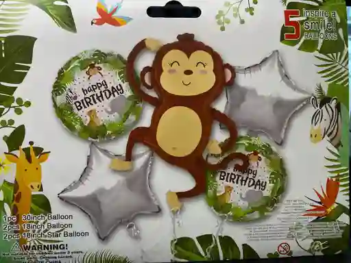 Bombas Globos Por 5 Piezas Diseño Selva Mono Mico Simio Para Decoracion De Fiestas Niño O Hombre O Mujer