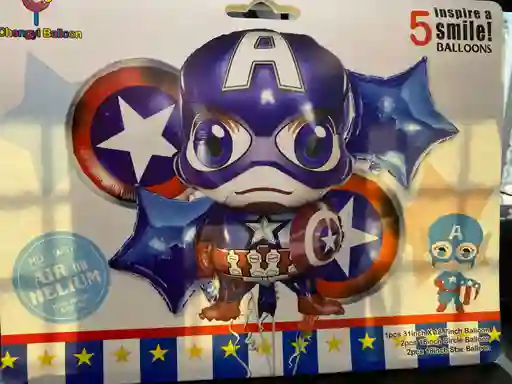 Bombas Globos Por 5 Piezas Diseño Capitan America Marvel Para Decoracion De Fiestas Niño O Hombre O Mujer
