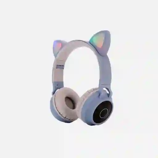 Audifonos Inalambricos Diadema Azul Orejas De Gato