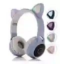Audifonos Inalambricos Diadema Azul Orejas De Gato