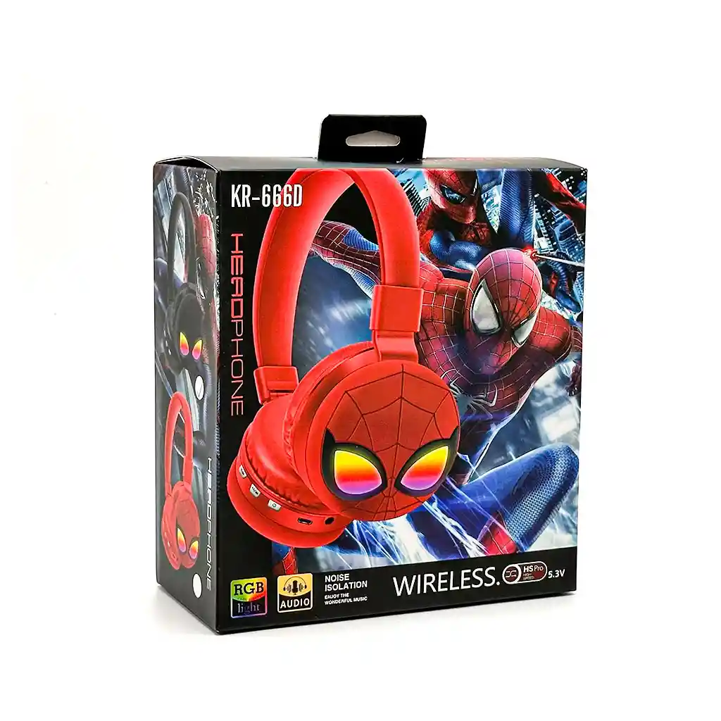 Audifonos Inalambricos Diadema Roja Hombre Araña