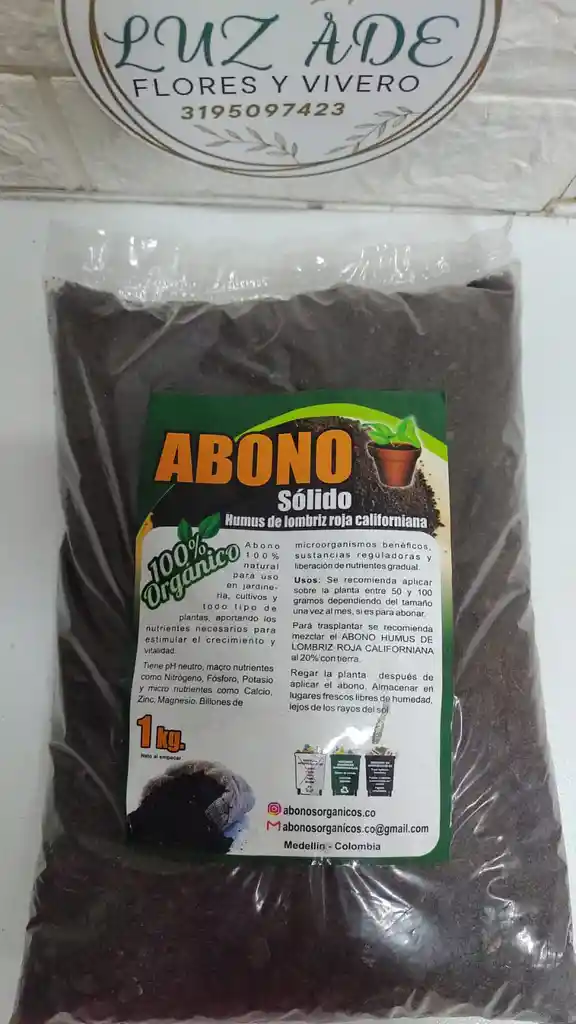 Abono Sólido Humus De Lombriz Roja Californiana