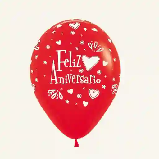 Globo Rojo Con Helio Feliz Aniversario
