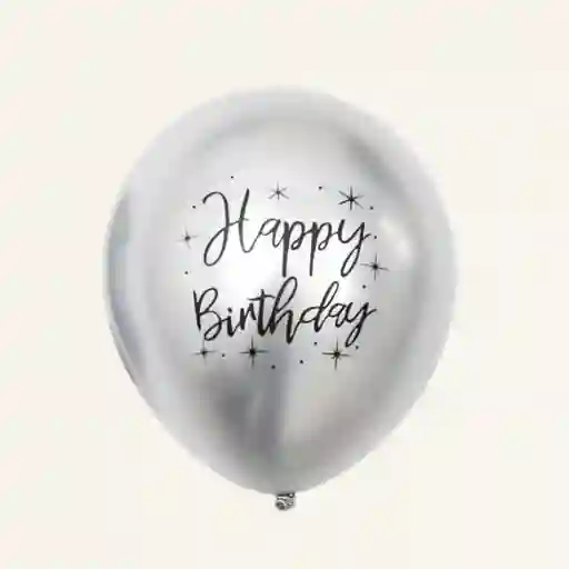 Globo Plateado Con Helio Feliz Cumpleaños