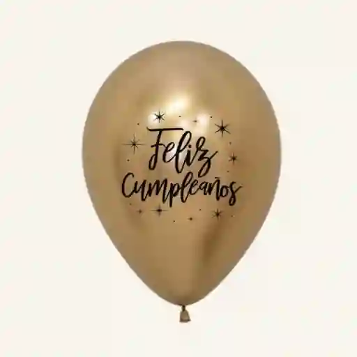 Globo Dorado Con Helio Feliz Cumpleaños