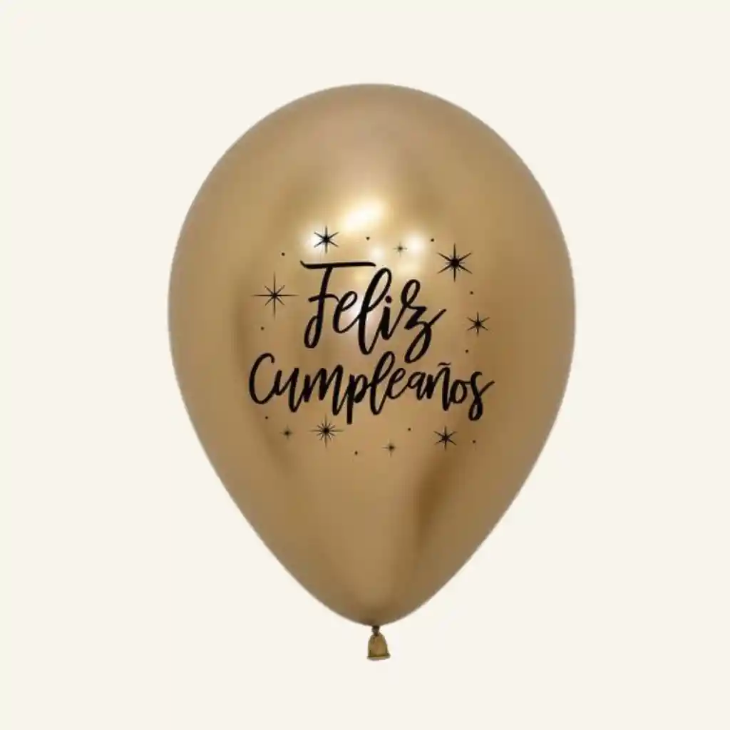 Globo Dorado Con Helio Feliz Cumpleaños