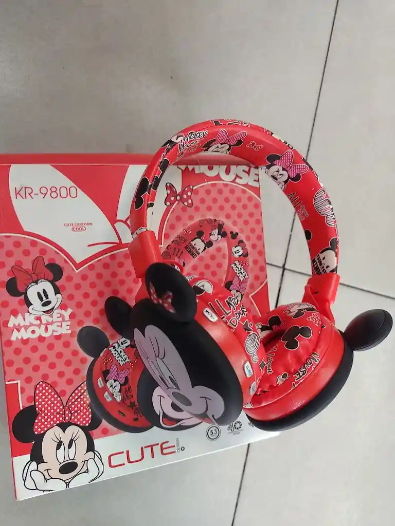Audifonos Inalambricos Diadema Roja Minnie Mouse