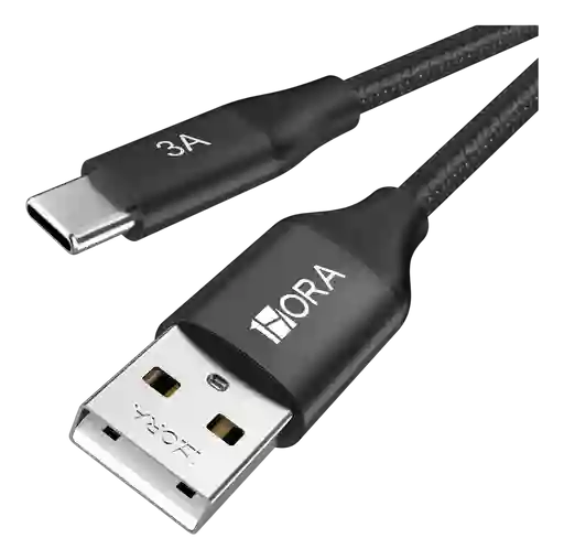 Cable Nylon Reforzado Tipo C Cable Carga Rápida 3a 1m Cab262 Color Negro