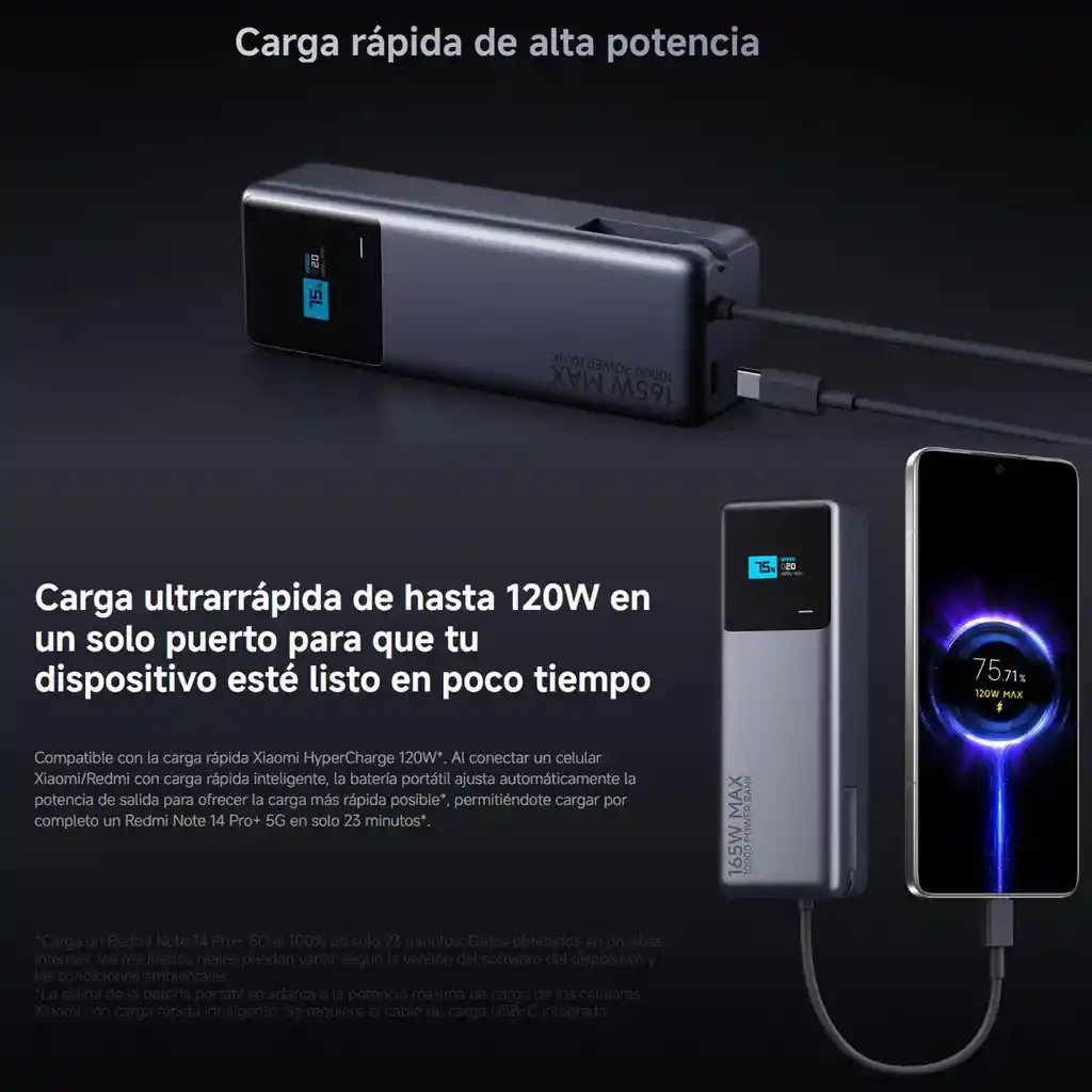 Xiaomi 165w Power Bank 10000mah Carga Ultrarrápida Usb-c