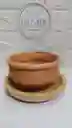 Maceta Redonda De Barro Con Plato Peque