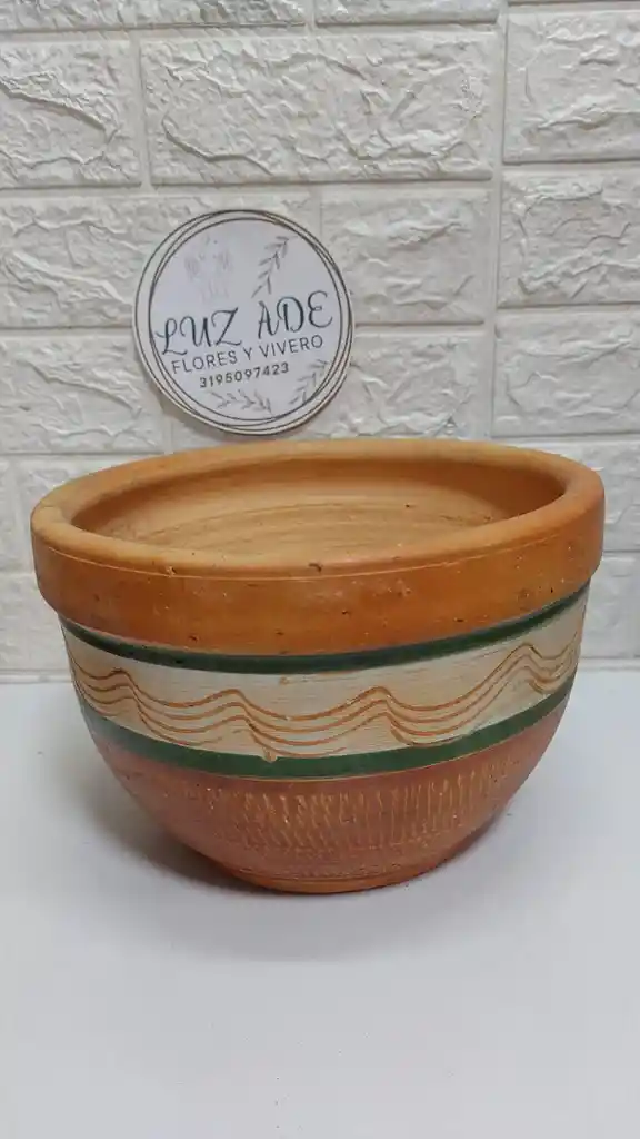 Maceta De Terracota Rústica Decorada
