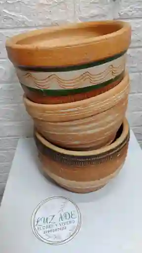 Maceta De Terracota Rústica Decorada