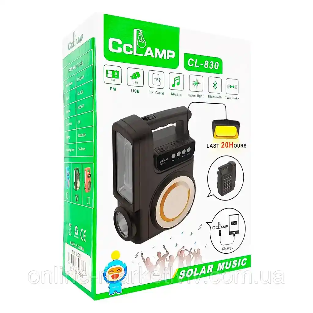 Planta Solar Led Recargable Con Bombillo Para Camping Y Emergencias - Con Panel Solar, Ampolleta, Bluetooth Y Radio / Cclamp