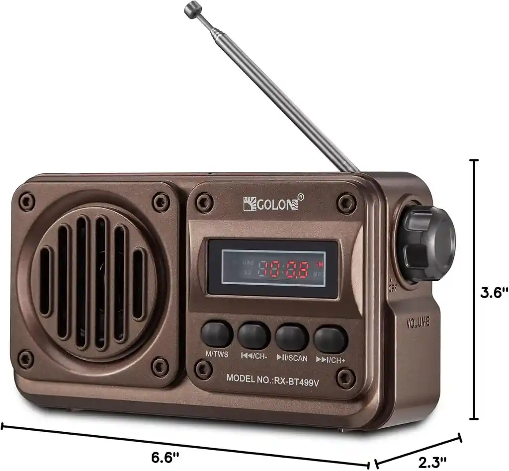 Radio (colon) Digital, Sintoniza Am/fm/bluetooth, Batería Incorporada, Sonido De Alta Calidad