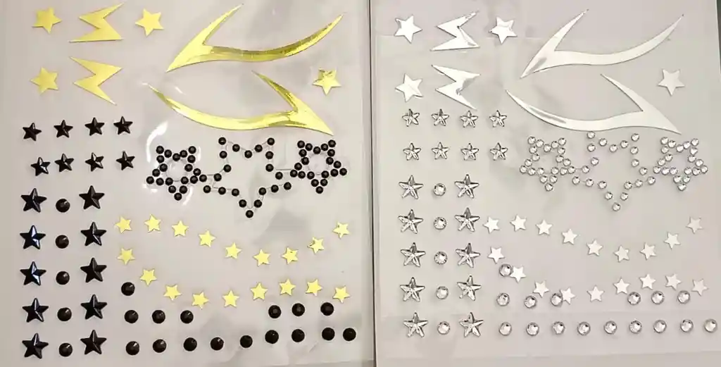 Gemas Y Adhesivos Para El Rostro - Estrellas Y Rayitos