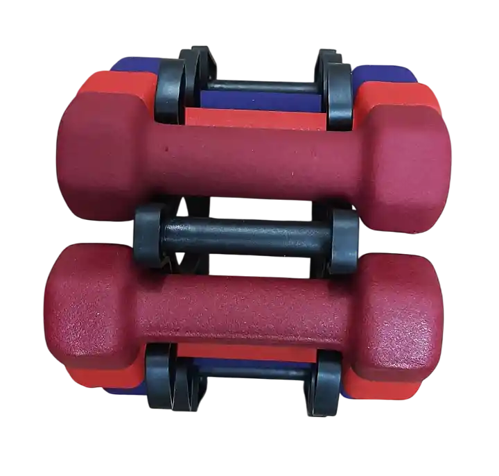 Combo Mancuernas Sportfitness 2lb 4lb 5lb Neopreno Hexagonal Mas Base Plástica