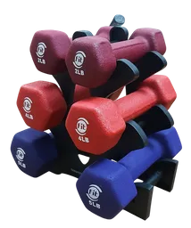 Combo Mancuernas Sportfitness 2lb 4lb 5lb Neopreno Hexagonal Mas Base Plástica
