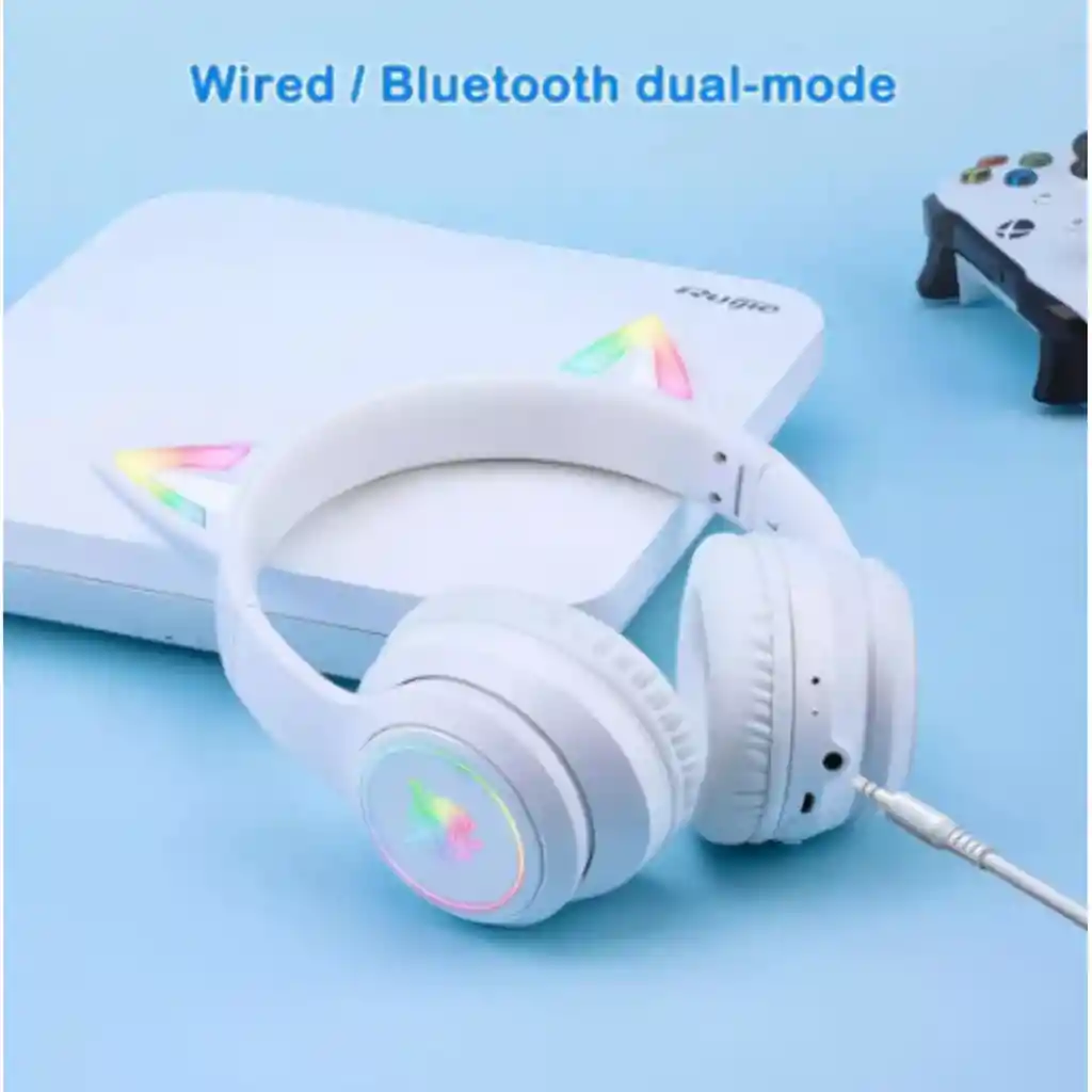 Audífonos Onikuma B90 Bluetooth Led Inalámbricos Blanco