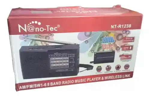Radio Recargable Panel Solar Color Negro Nano-tec Nt-r1238