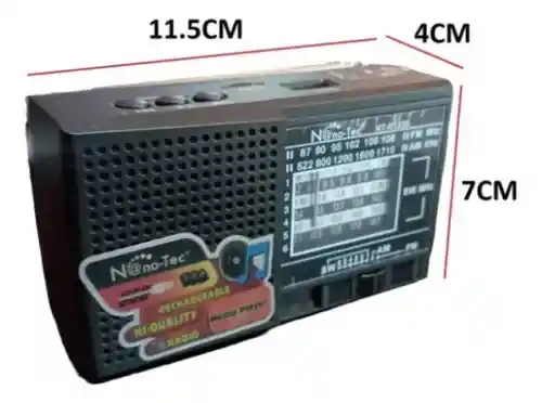 Radio Recargable Panel Solar Color Negro Nano-tec Nt-r1238
